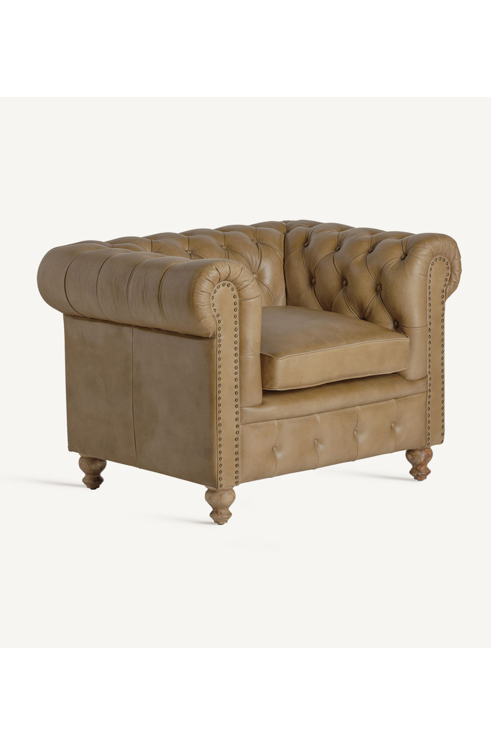 Brown Leather Tufted Armchair | Vical Home Elkins | Oroa.com