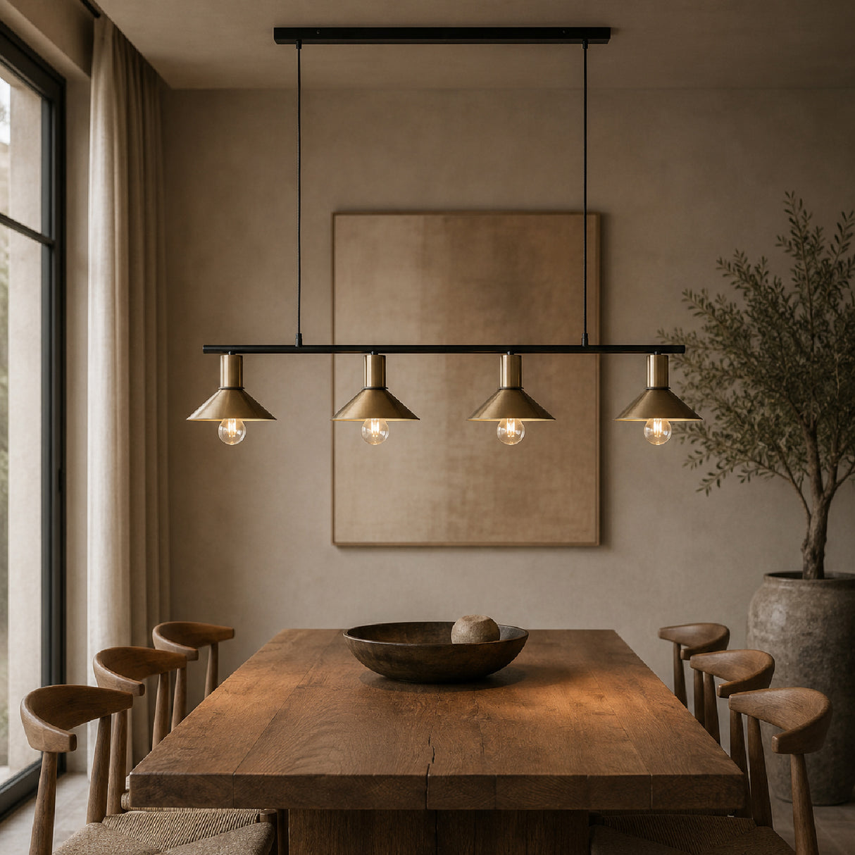 Modern European furniture - Gold 4-Light Linear Pendant Lamp - www.oroa.com | Oroa.com