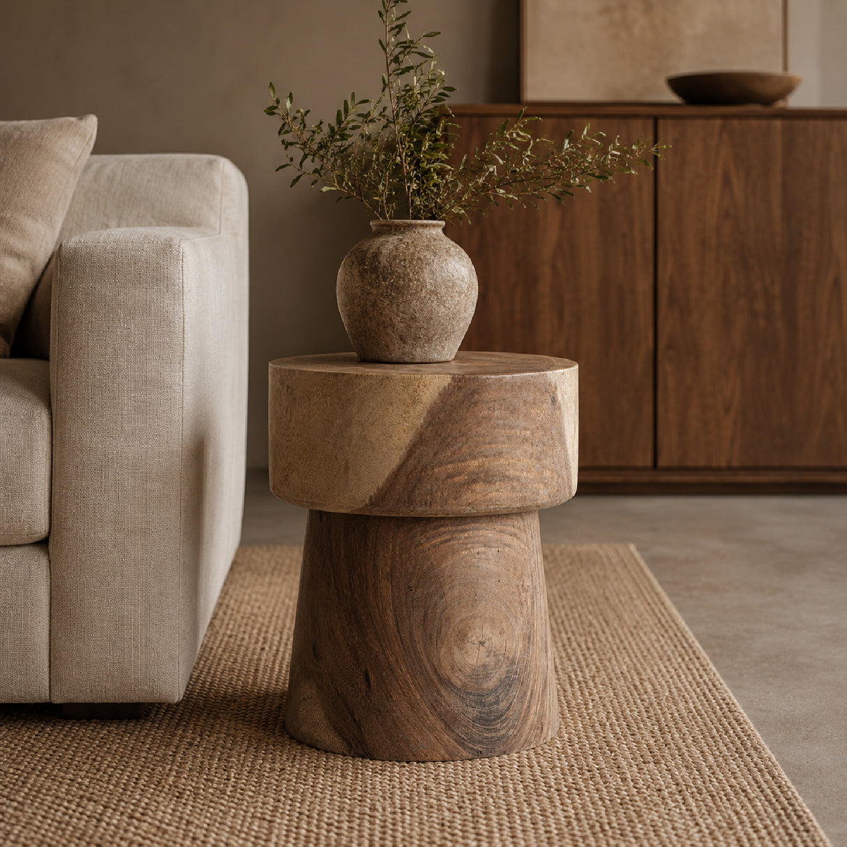 Modern European furniture - Brown Suar Wood Side Table - www.oroa.com | Oroa.com