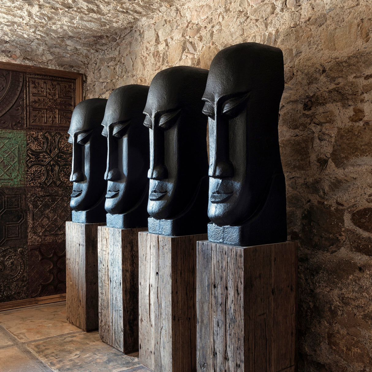 Black Cement Head Sculpture | Oroa.com