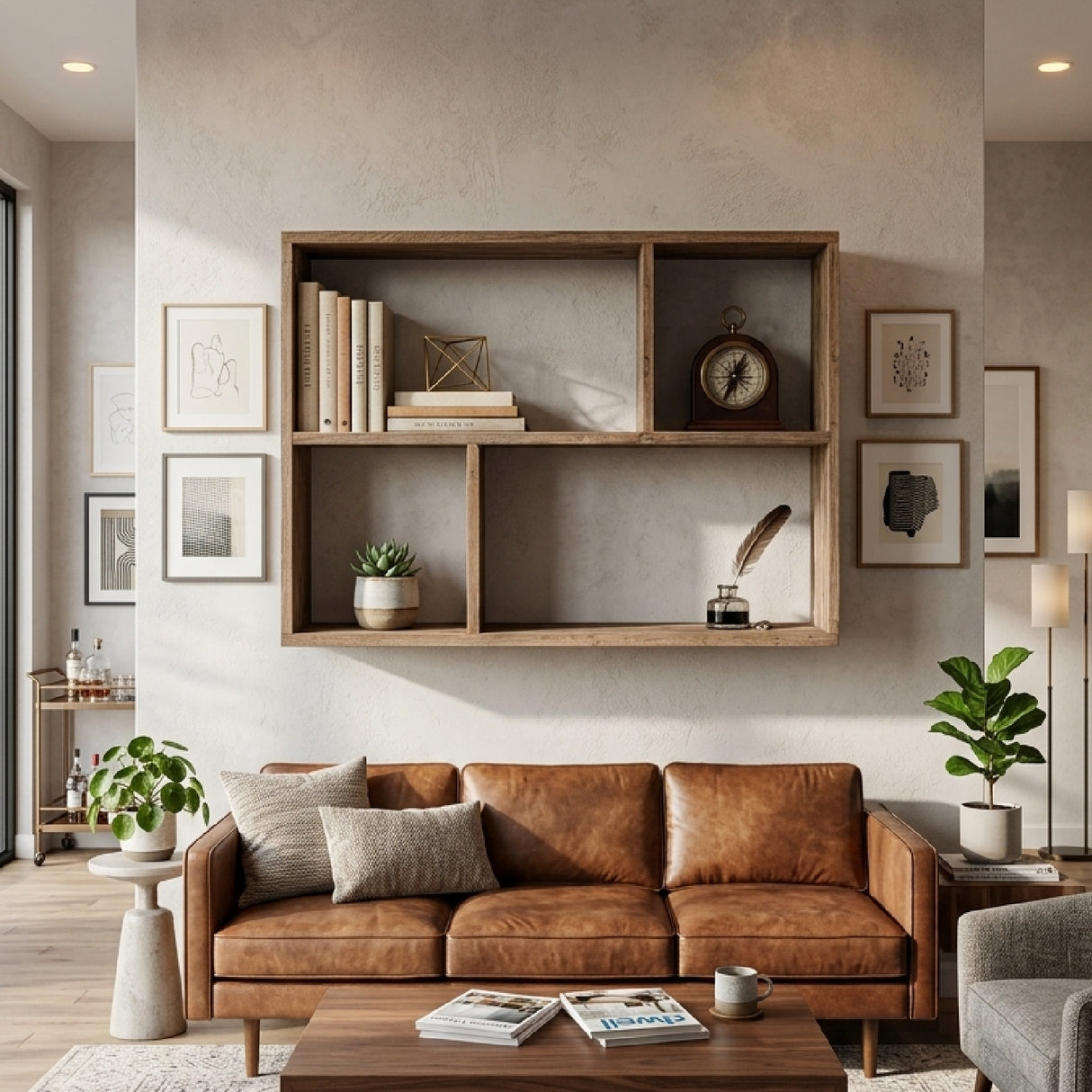 Natural Teak Minimalist Bookshelf | Oroa.com