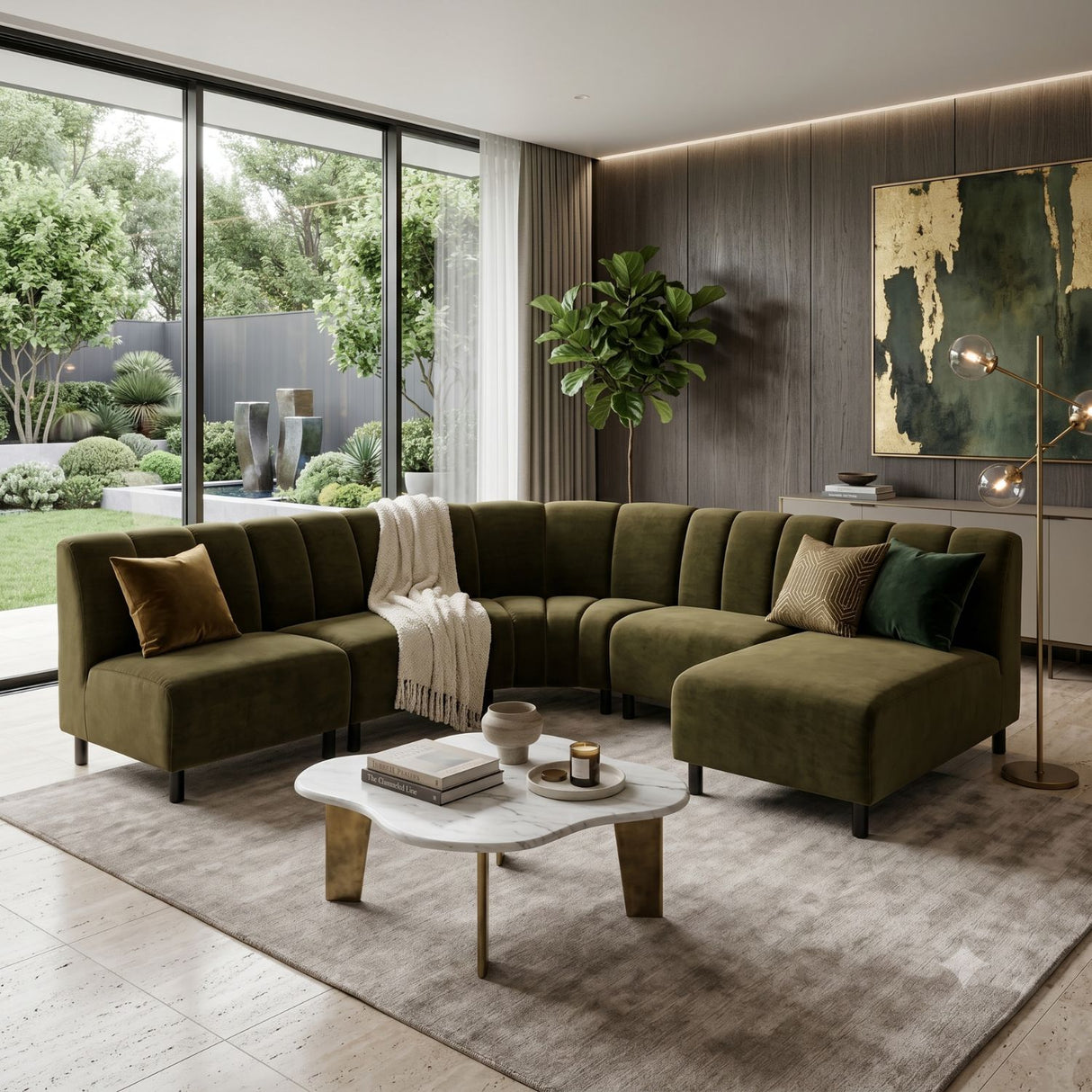 Green Velvet Corner Sofa | Oroa.com