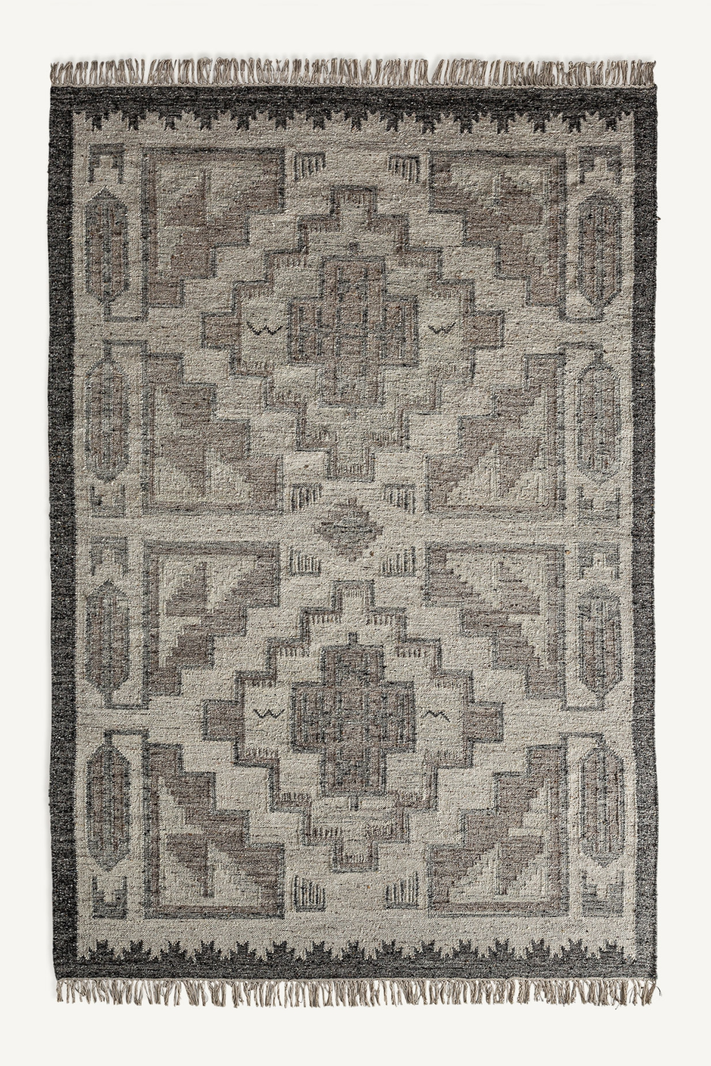 Gray Wool Fringed Rug 10' x 6'6" | Vical Home Kiara | Oroa.com