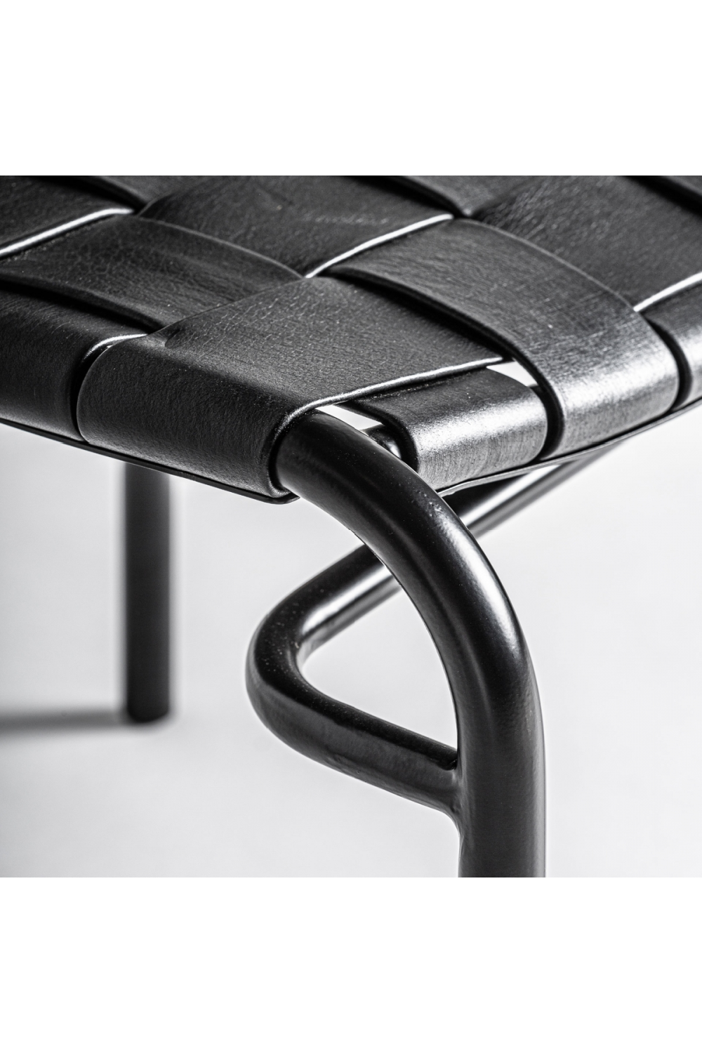 Woven Black Leather Dining Chair (2) | Vical Home Franey | Oroa.com