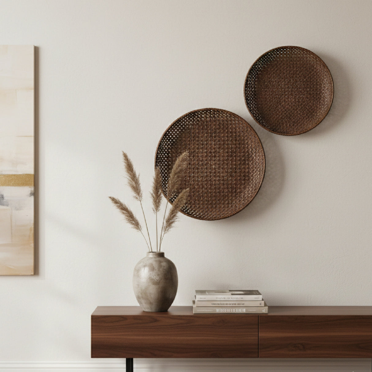 Modern furniture - Brown Bamboo Decorative Plates (2) - www.oroa.com | Oroa.com