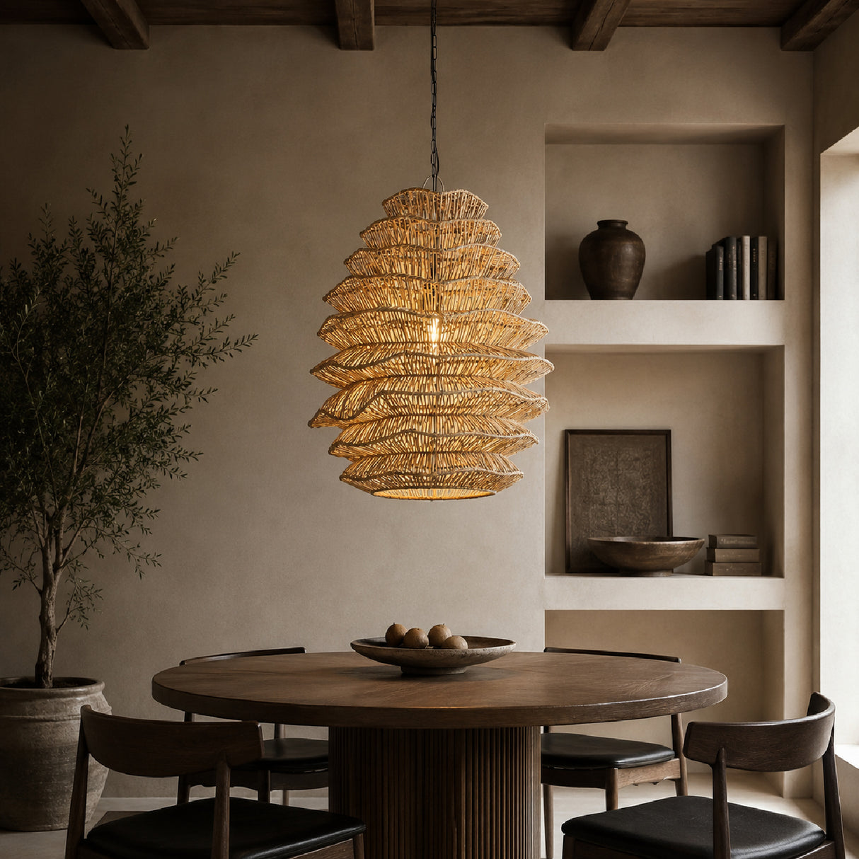 Modern European furniture - Boho Rattan Layered Pendant Light - www.oroa.com | Oroa.com