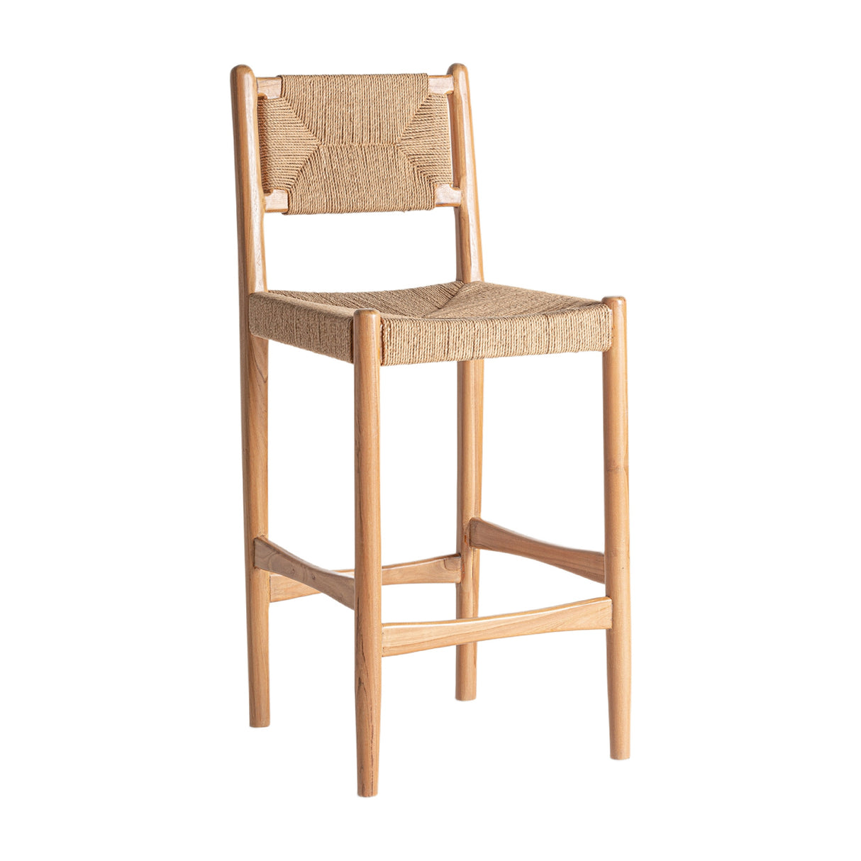 Modern European furniture - Teak Framed Hemp Bar Stool - www.oroa.com | Oroa.com