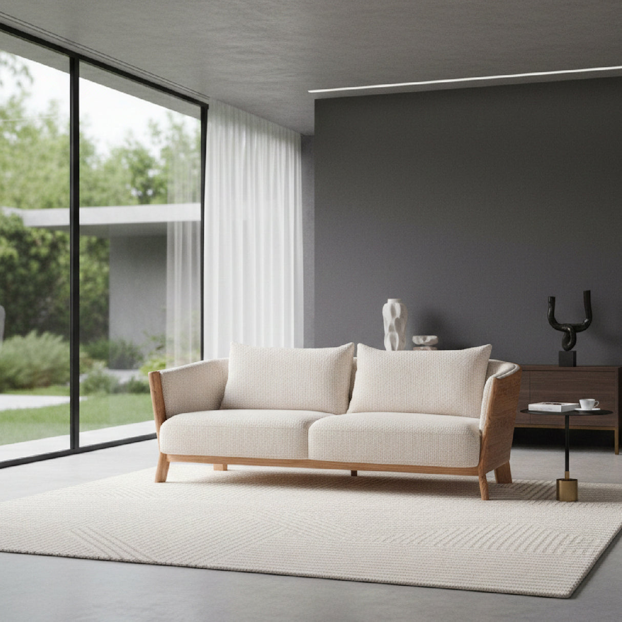 Barrel Oak Wood Sofa | Oroa.com