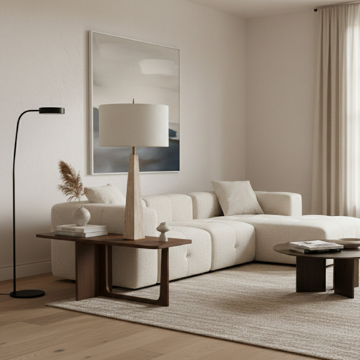Conical Beige Marble Table Lamp | Oroa.com