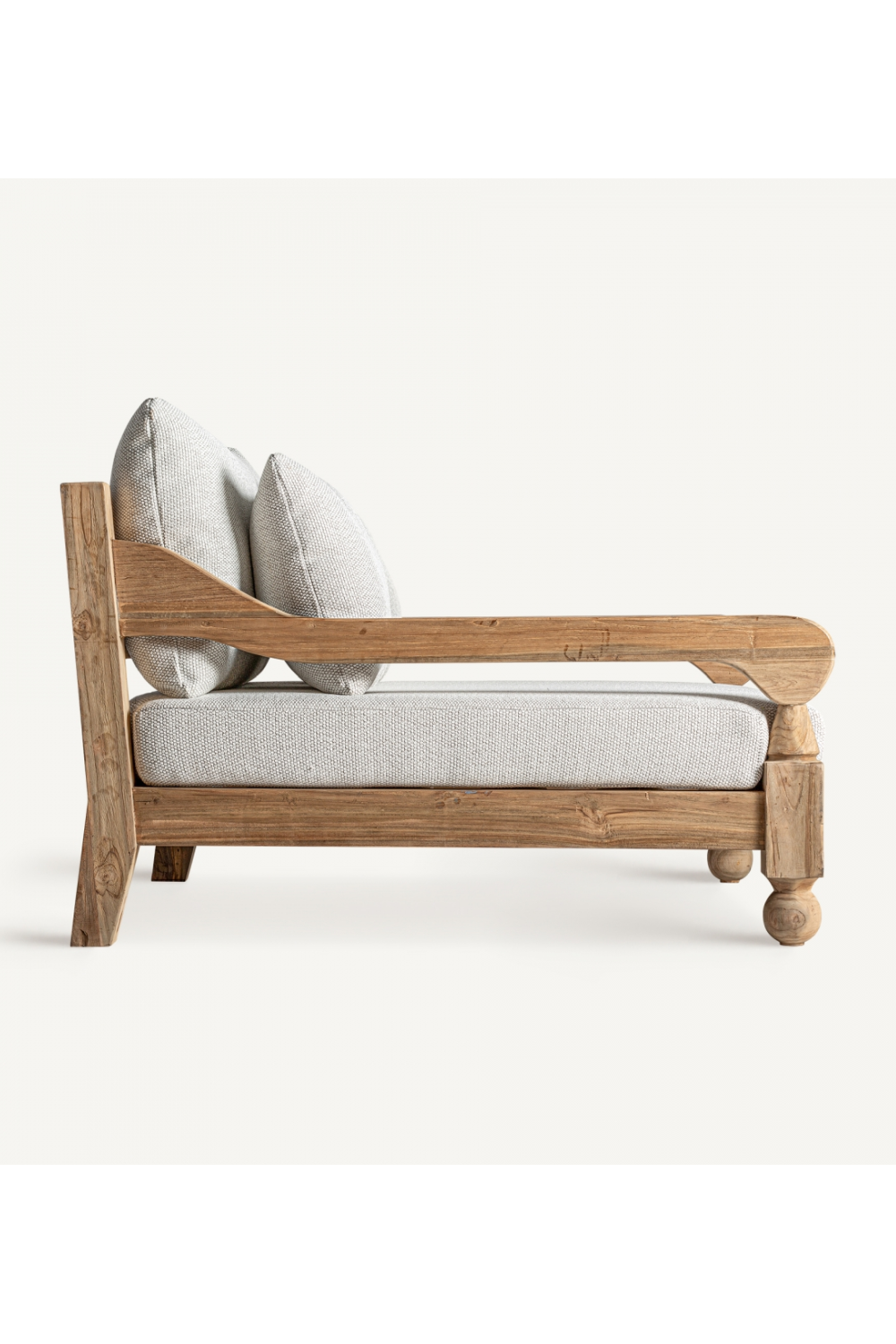 Wooden Framed Padded Outdoor Lounge Chair | Vical Home Jodphur | Oroa.com