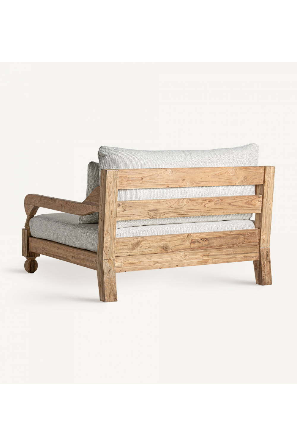Wooden Framed Padded Outdoor Lounge Chair | Vical Home Jodphur | Oroa.com