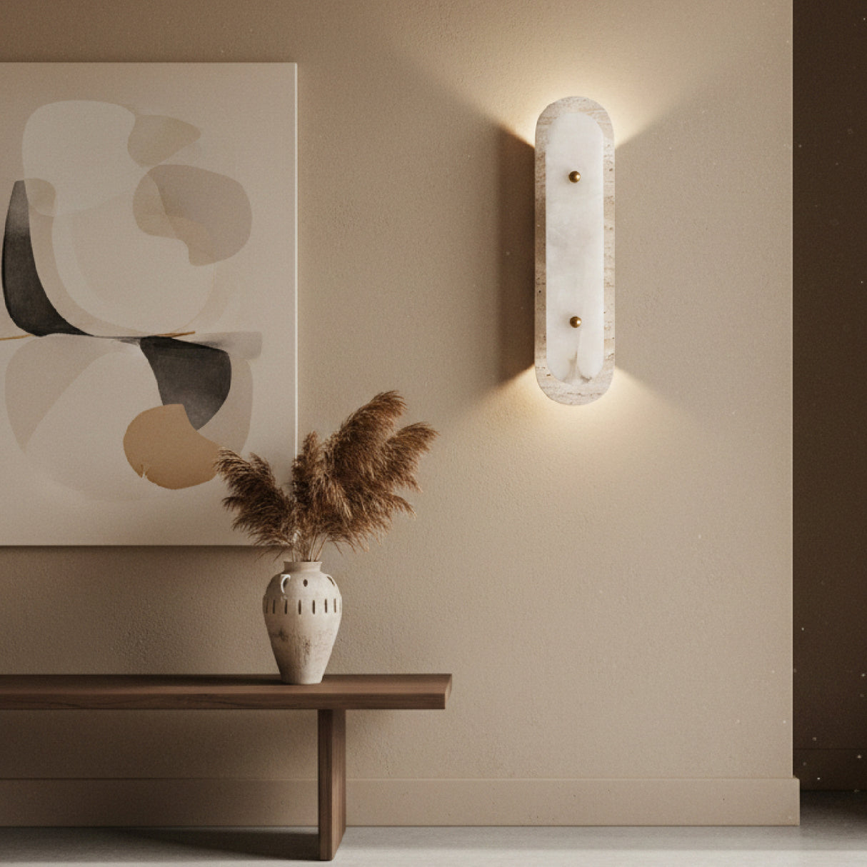 Elongated White Marble Wall Lamp | Oroa.com