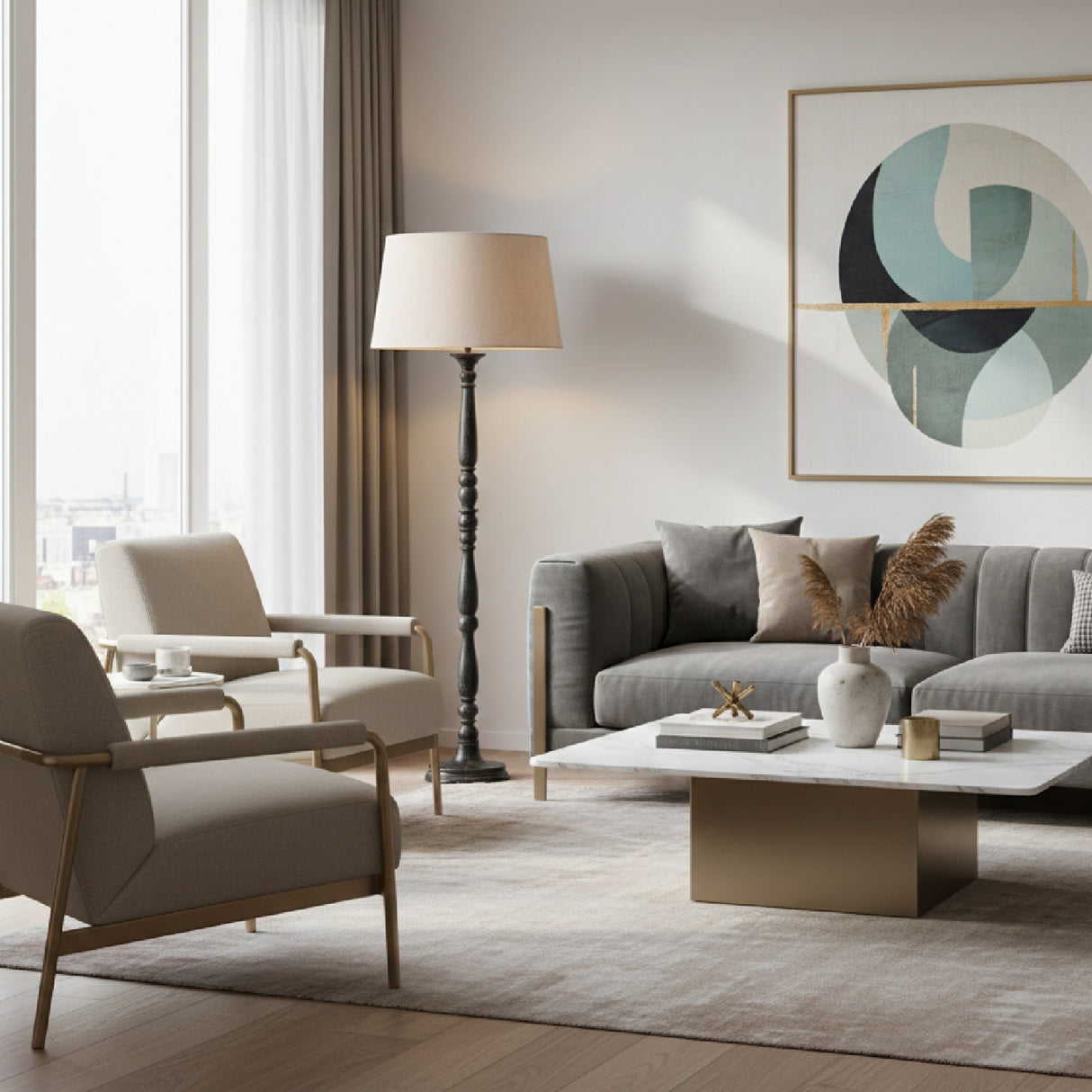 Black Mango Wood Floor Lamp | Oroa.com