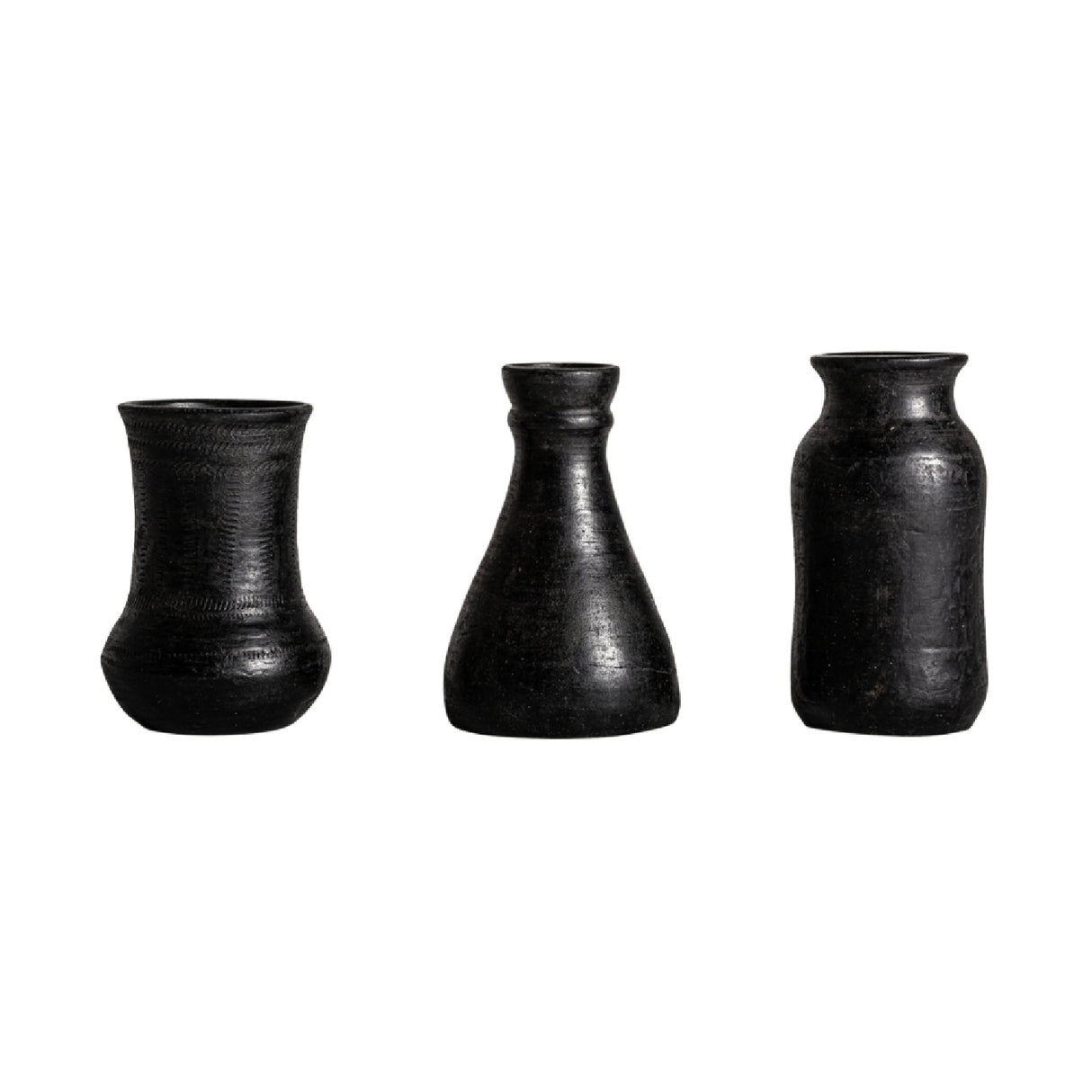 Black Terracotta Vase Set (3) | Vical Home Glaek