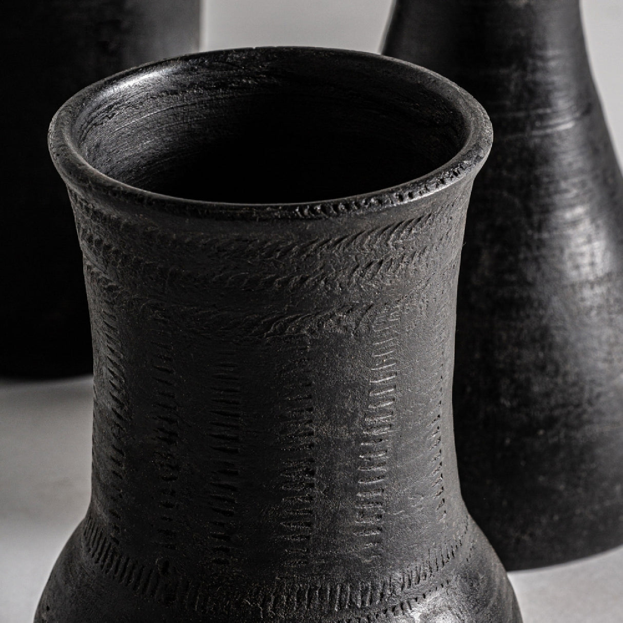Black Terracotta Vase Set (3) | Vical Home Glaek