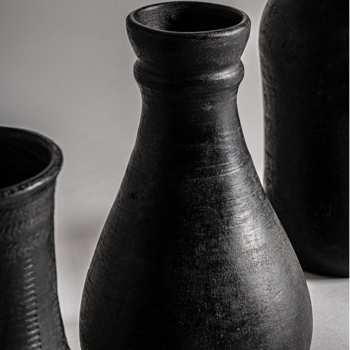 Black Terracotta Vase Set (3) | Vical Home Glaek