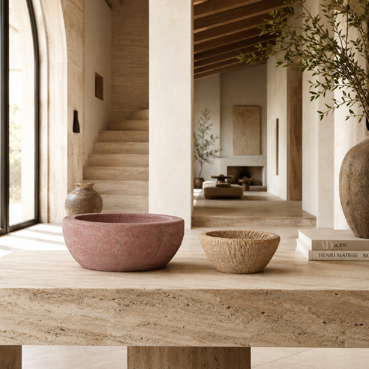 Aged Stone Bowl Set (2) | Oroa.com