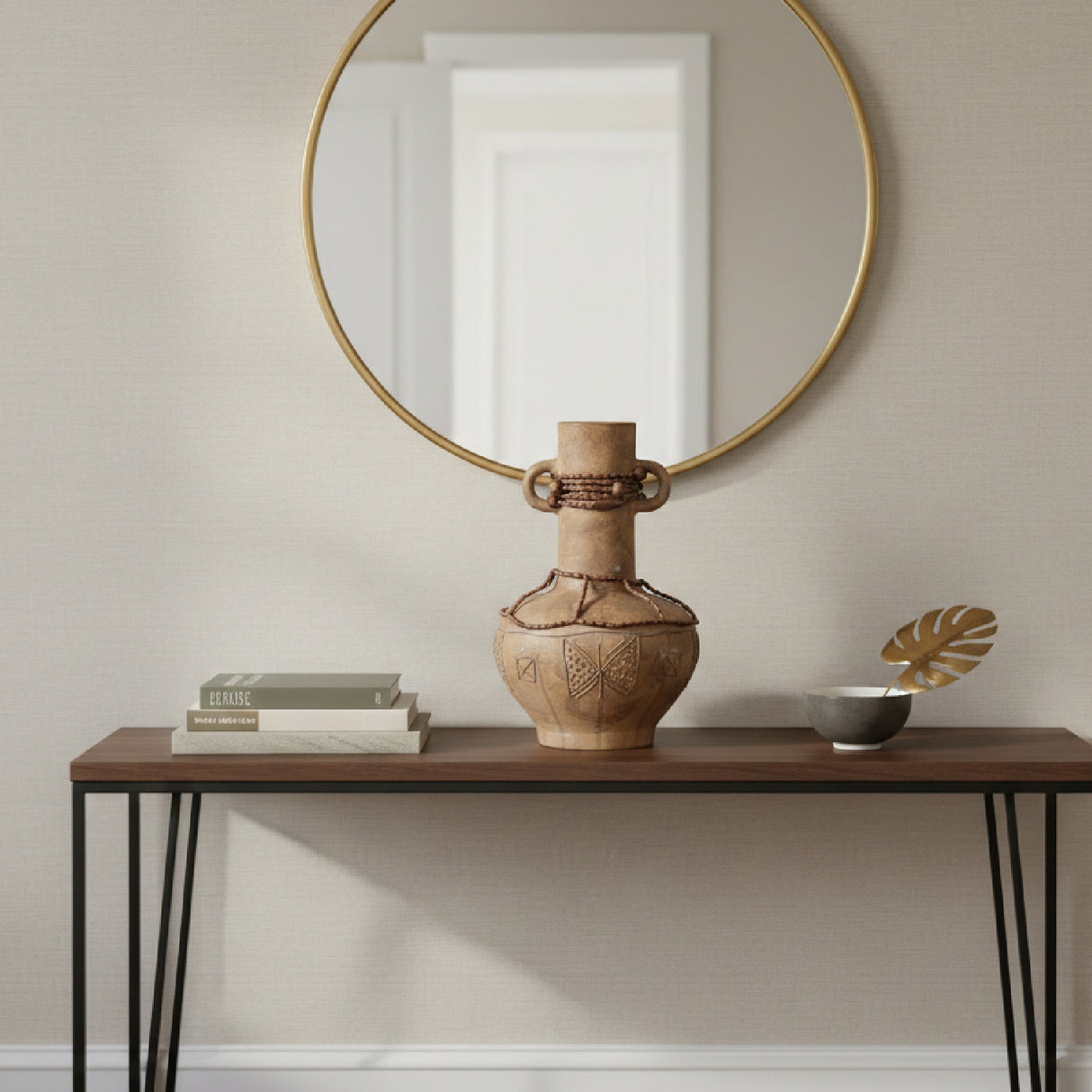 Brown Terracotta Long-Necked Vase | Vical Home Adib