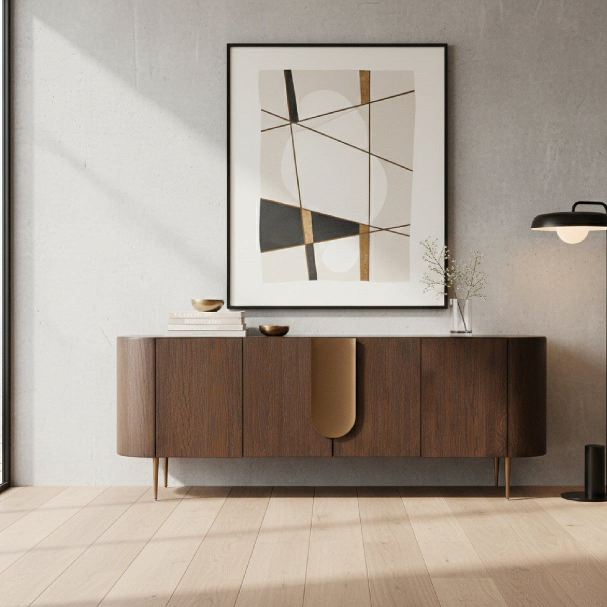 Brown Oak 4-Door Sideboard | Oroa.com