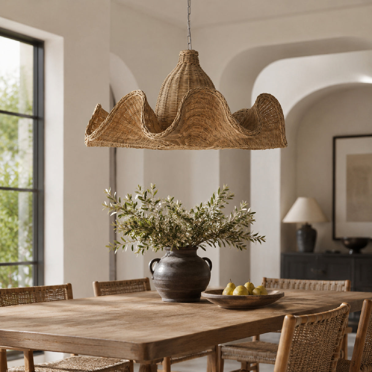 Modern European furniture - Wavy Rattan Pendant Light - www.oroa.com | Oroa.com