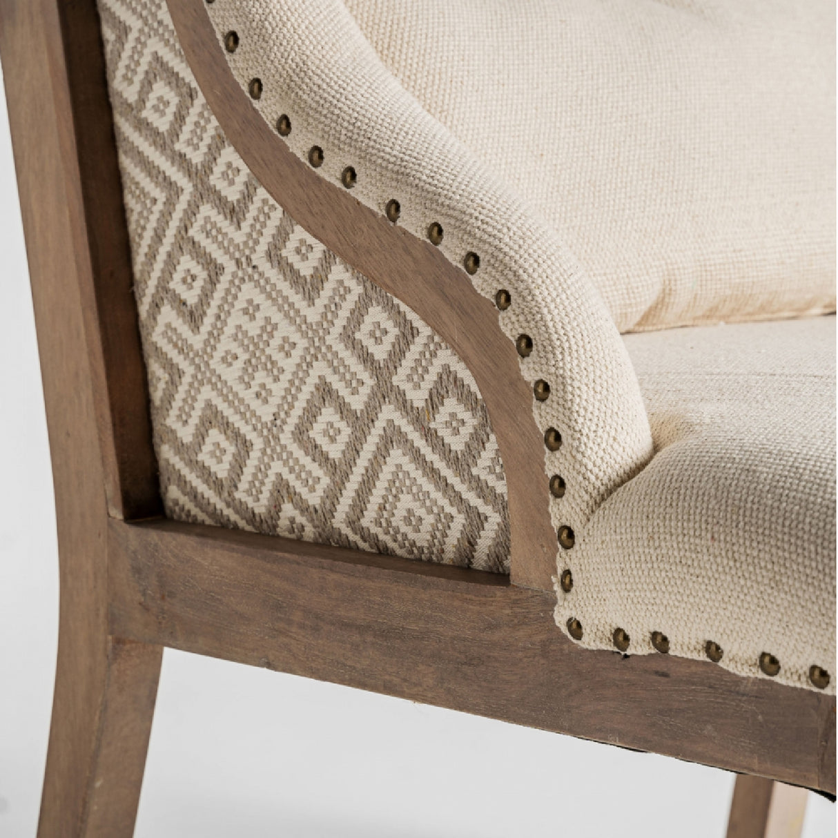 Beige Studded Lounge Chair | Vical Home Objat