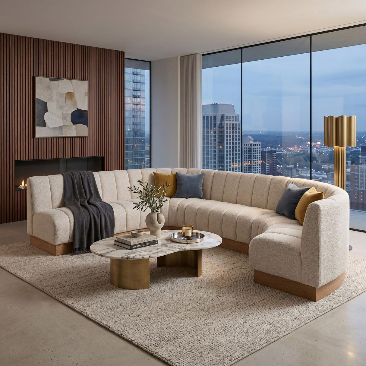 Beige Channeled Central Sofa | Oroa.com