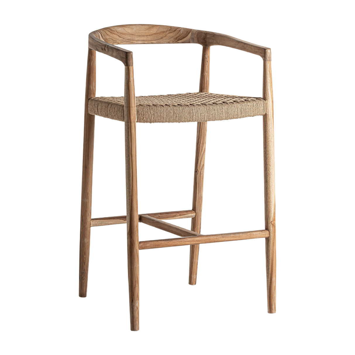 Modern European furniture - Brown Teak Curved Counter Stool - www.oroa.com | Oroa.com