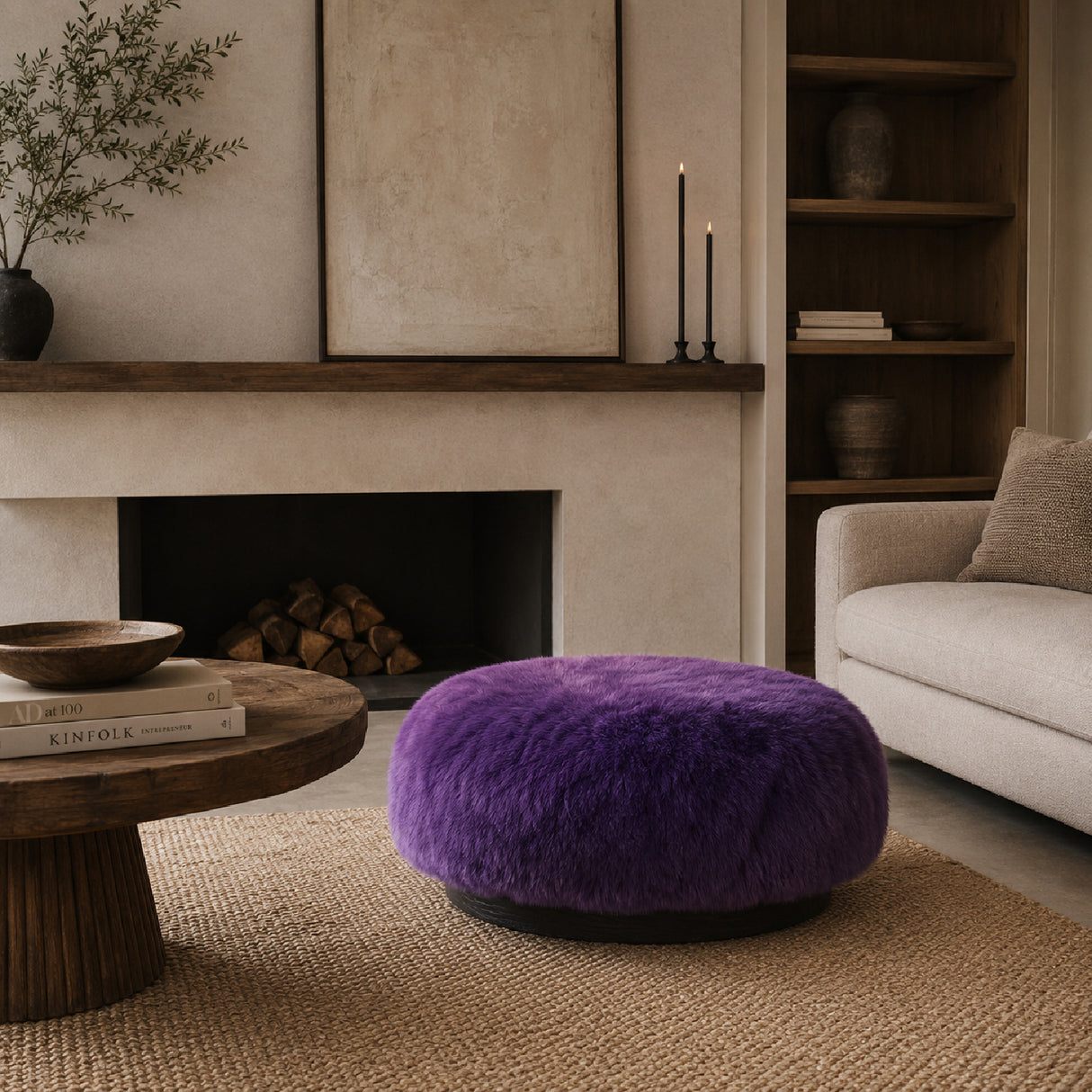 Modern European furniture - Round Purple Ottoman - www.oroa.com | Oroa.com