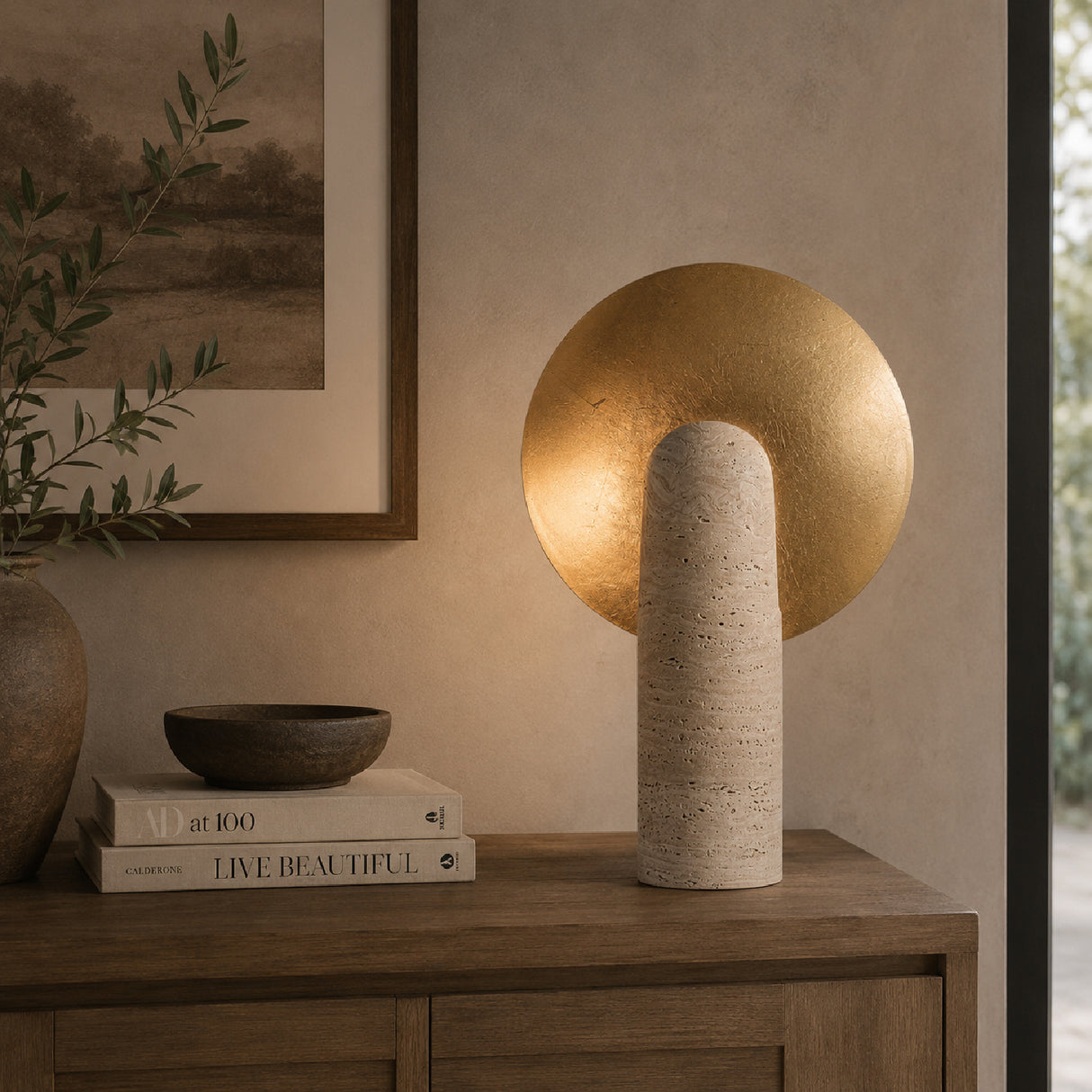 Modern European furniture - Beige Marble Table Lamp - www.oroa.com | Oroa.com