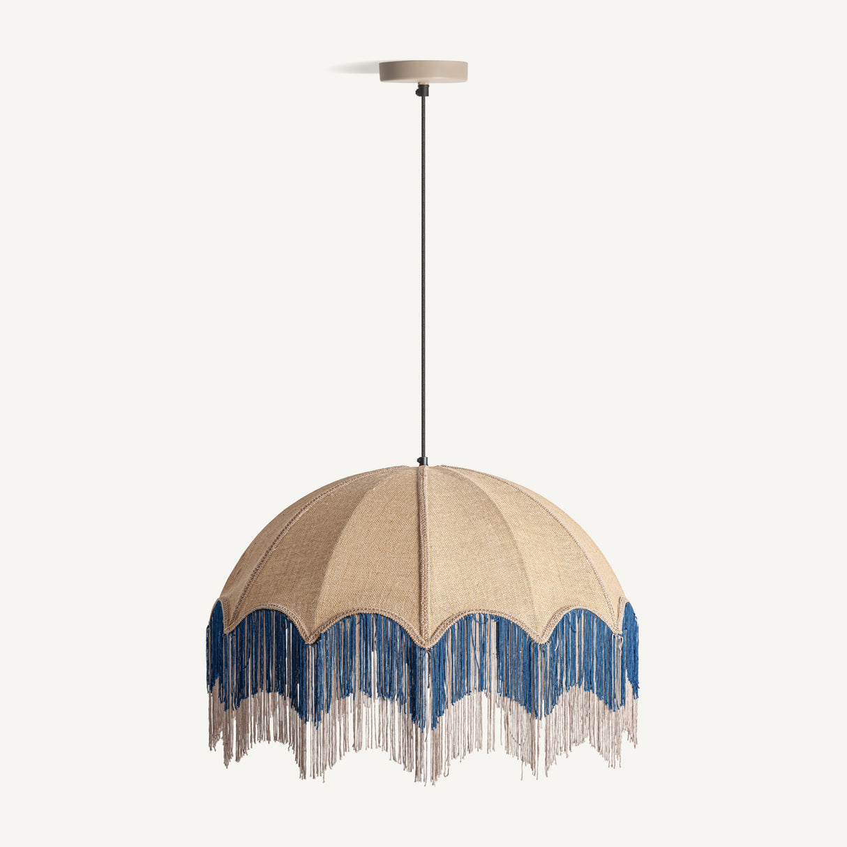 Modern European furniture - Beige Jute Fringed Pendant Lamp - www.oroa.com | Oroa.com