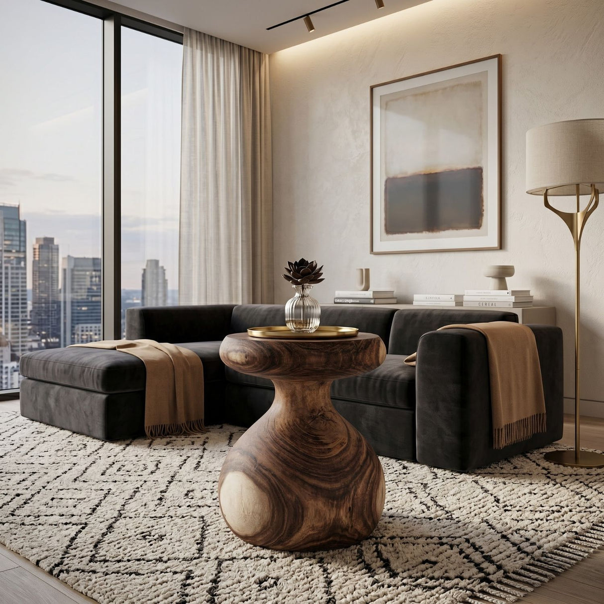 Suar Wood Asymmetrical Side Table | Oroa.com