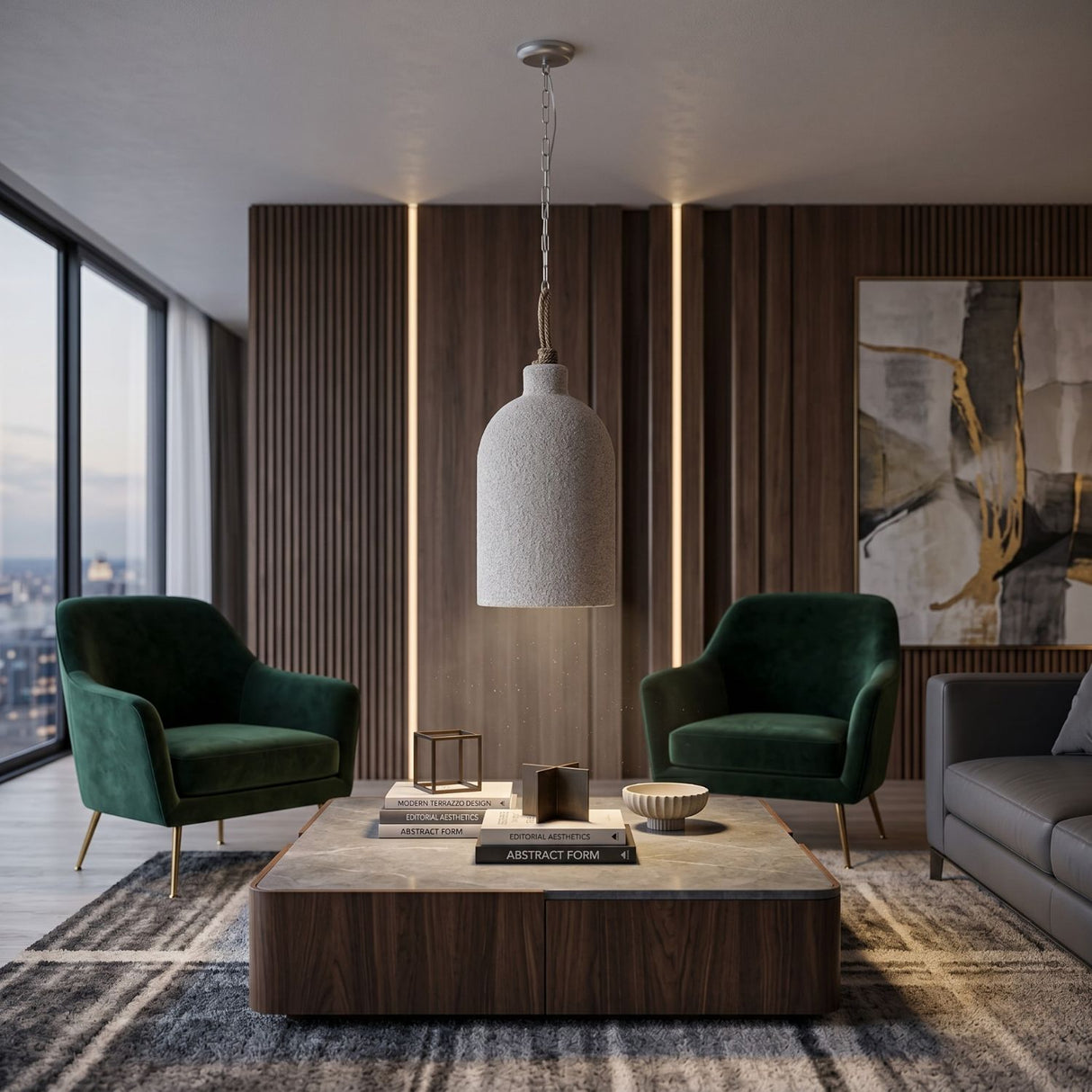 Beige Suar Wood Pendant Lamp | Oroa.com