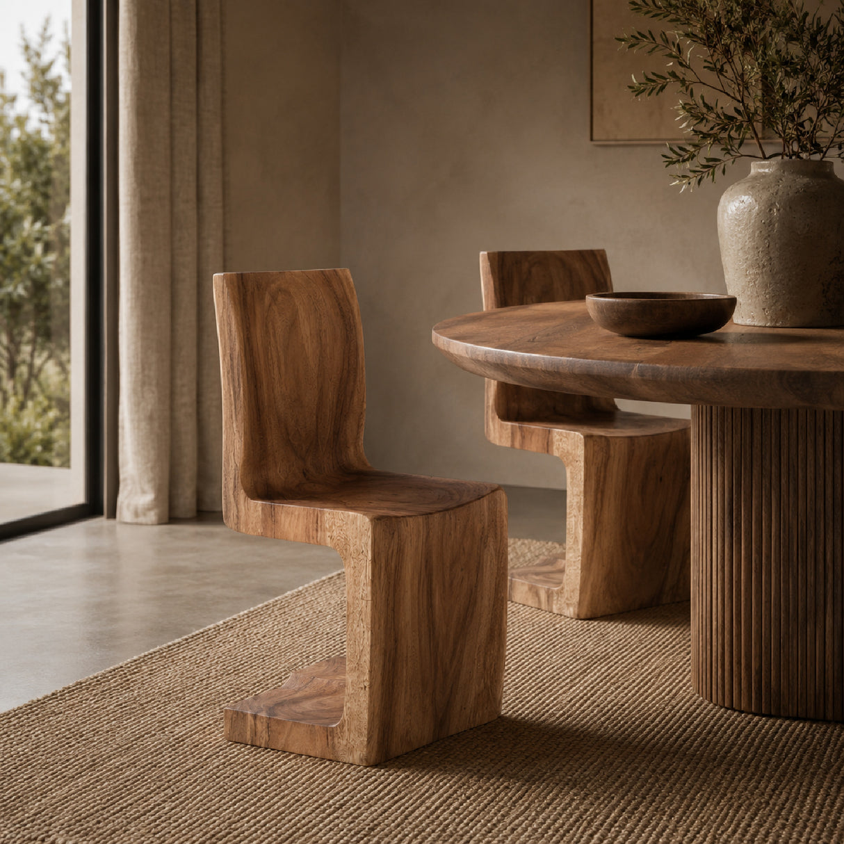 Modern European furniture - Suar Wood Cantilevered Dining Chair - www.oroa.com | Oroa.com