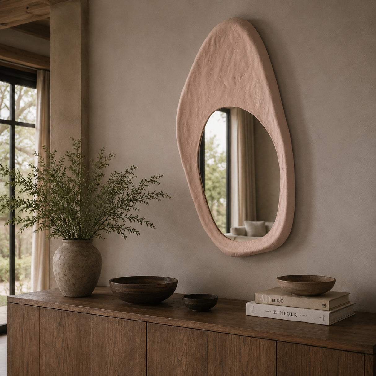Modern European furniture - Pink Organic-Shaped Mirror - www.oroa.com | Oroa.com