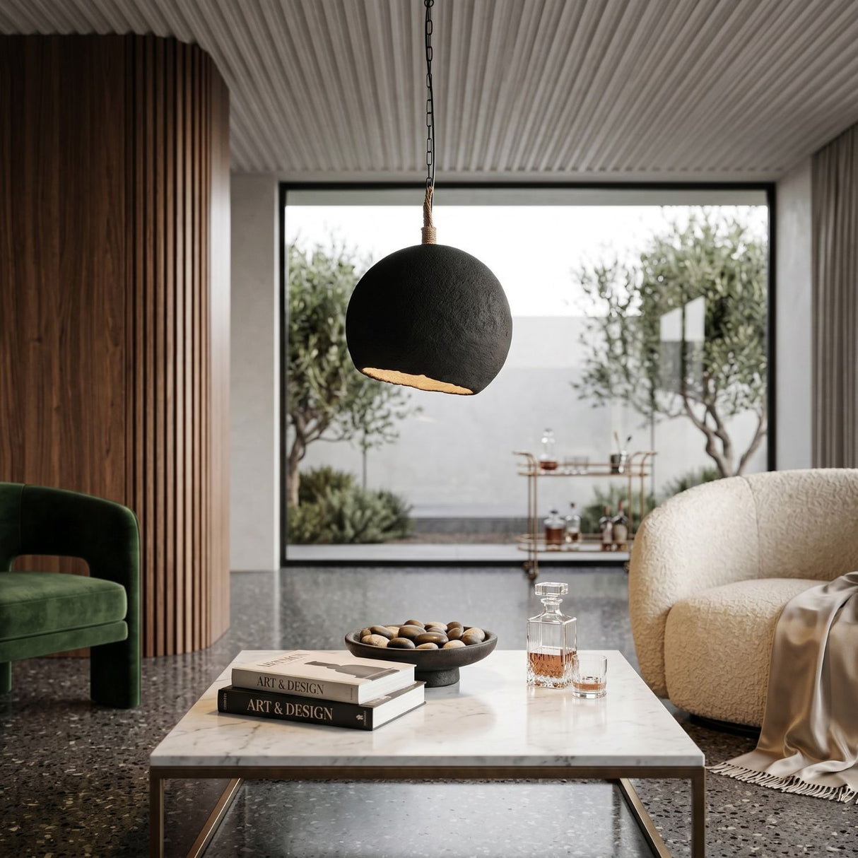 Black Rounded Pendant Lamp | Oroa.com