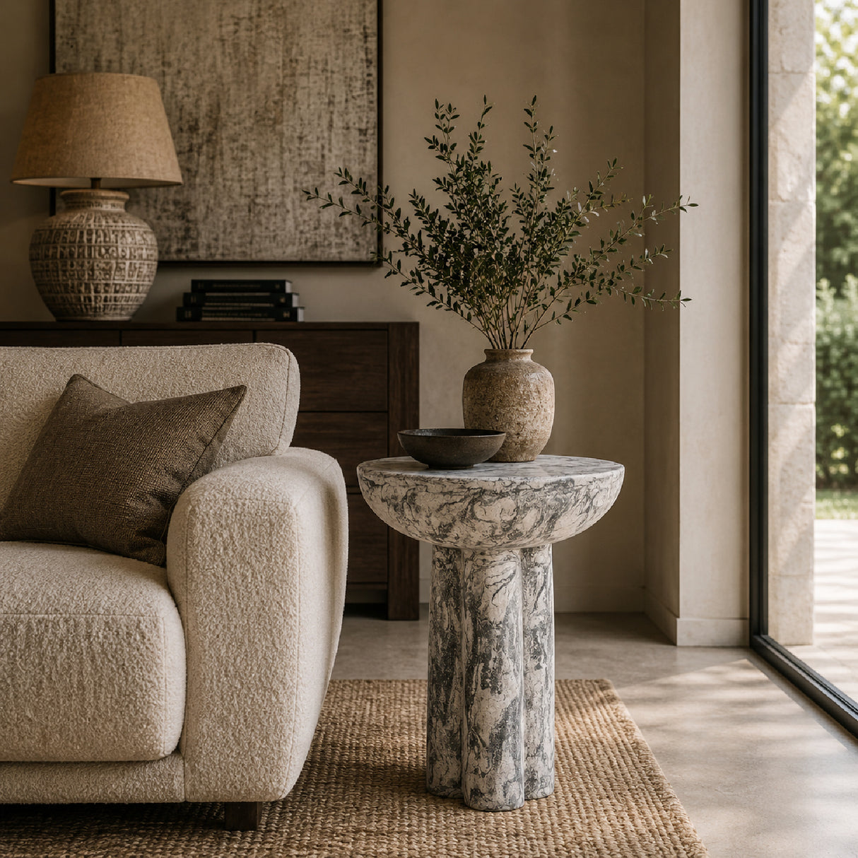 Gray Terrazzo Round Side Table | Oroa.com