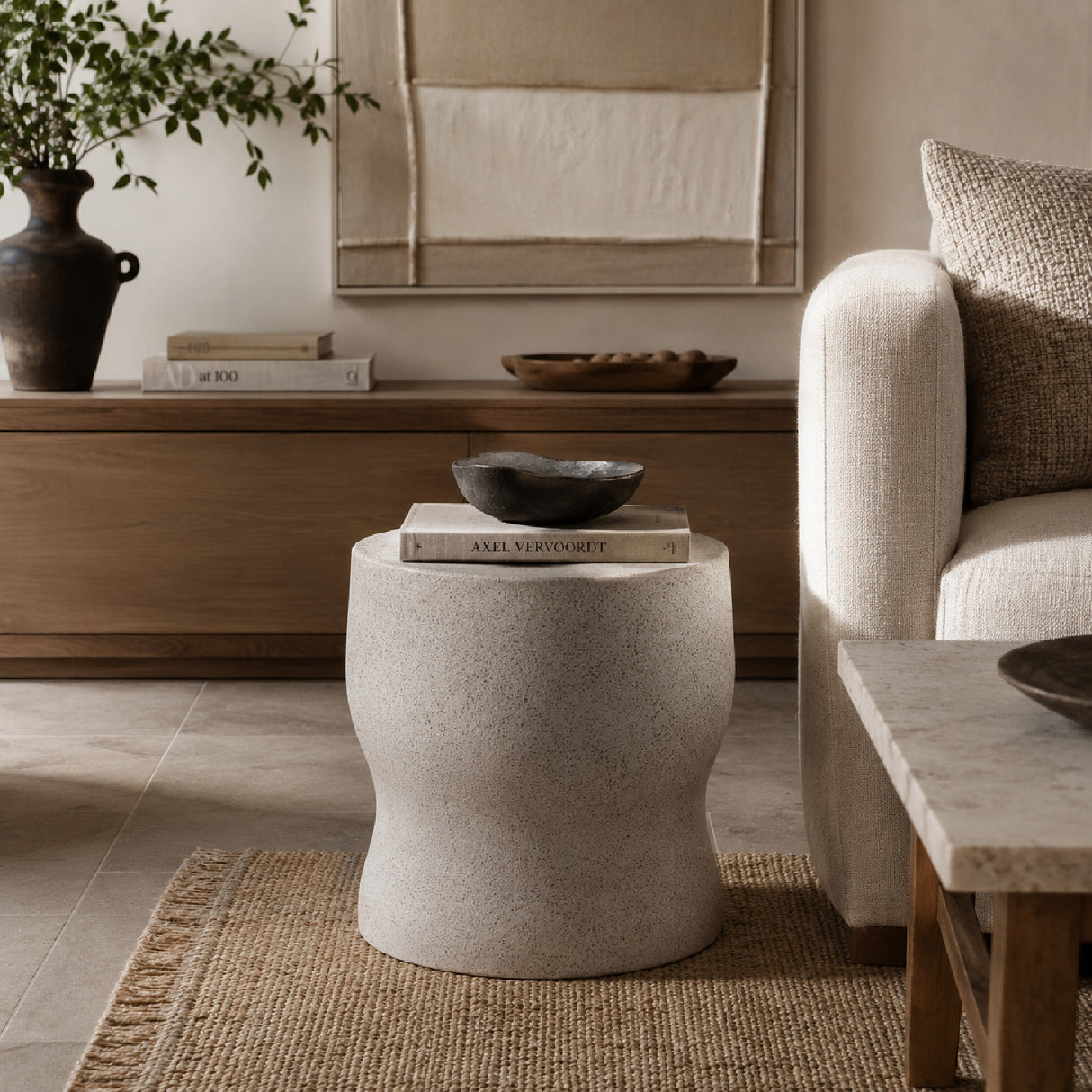 White Terrazzo Organic Side Table | Oroa.com