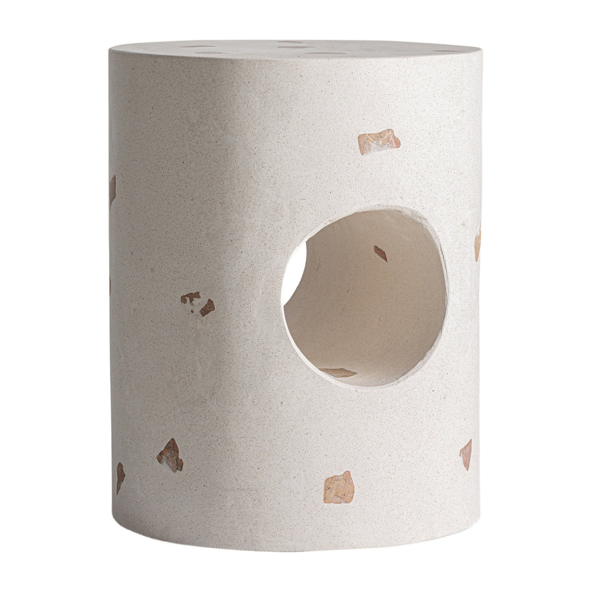 White Terrazzo Cylindrical Side Table | Oroa.com