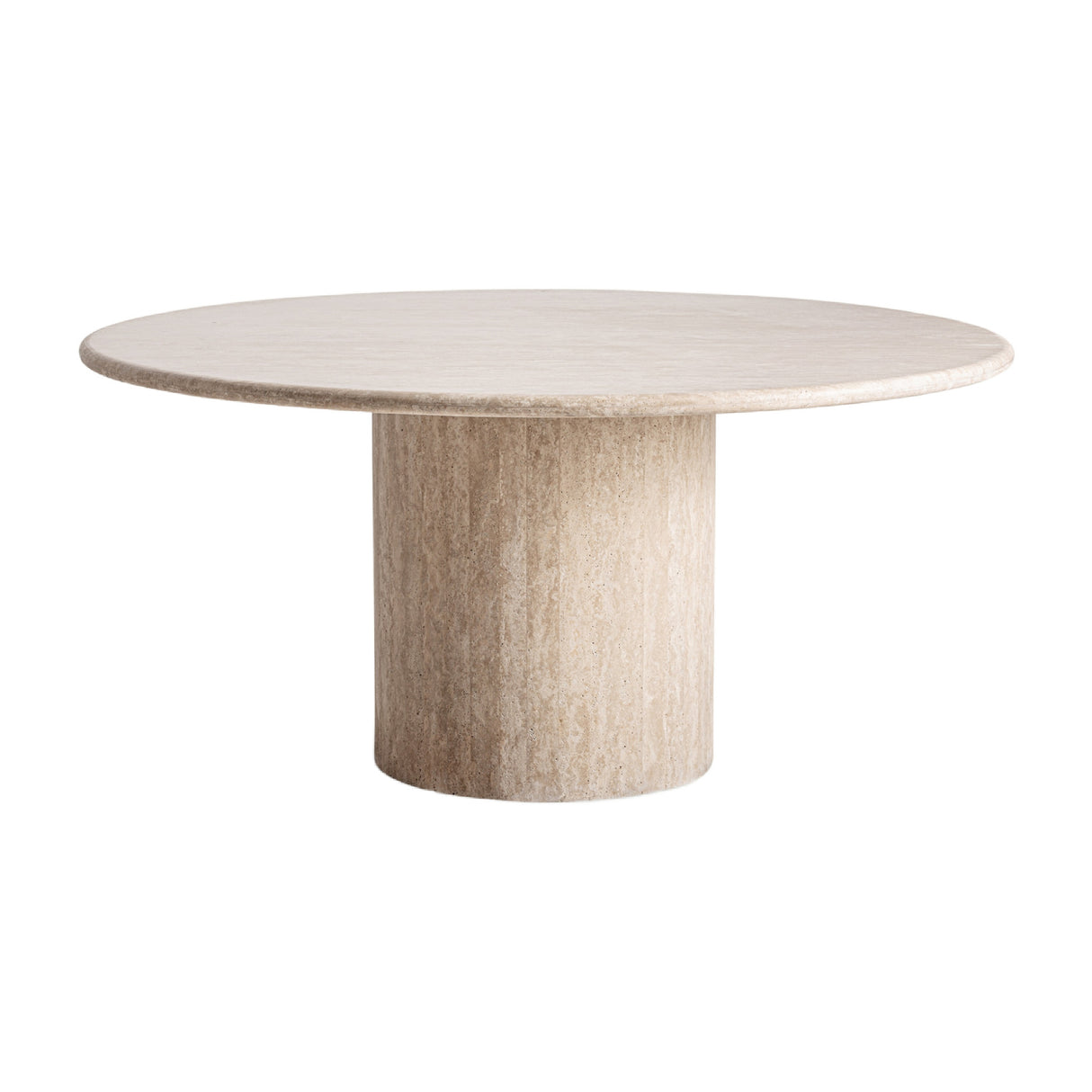 Beige Travertine Round Dining Table | Oroa.com