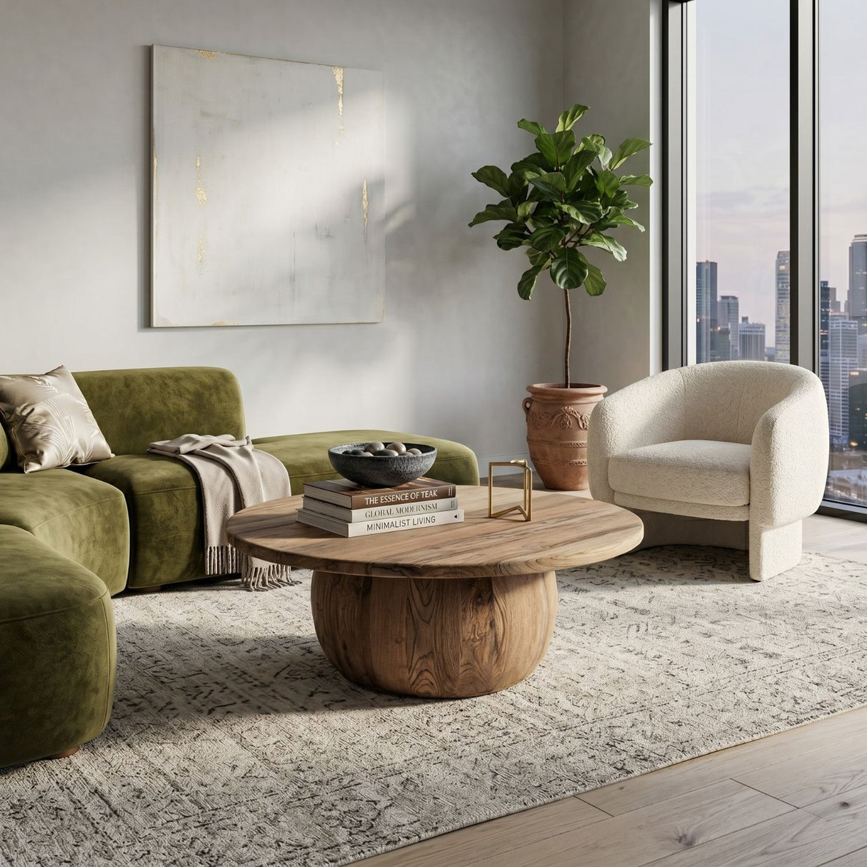Modern furniture - Round Teak Wood Coffee Table - www.oroa.com | Oroa.com