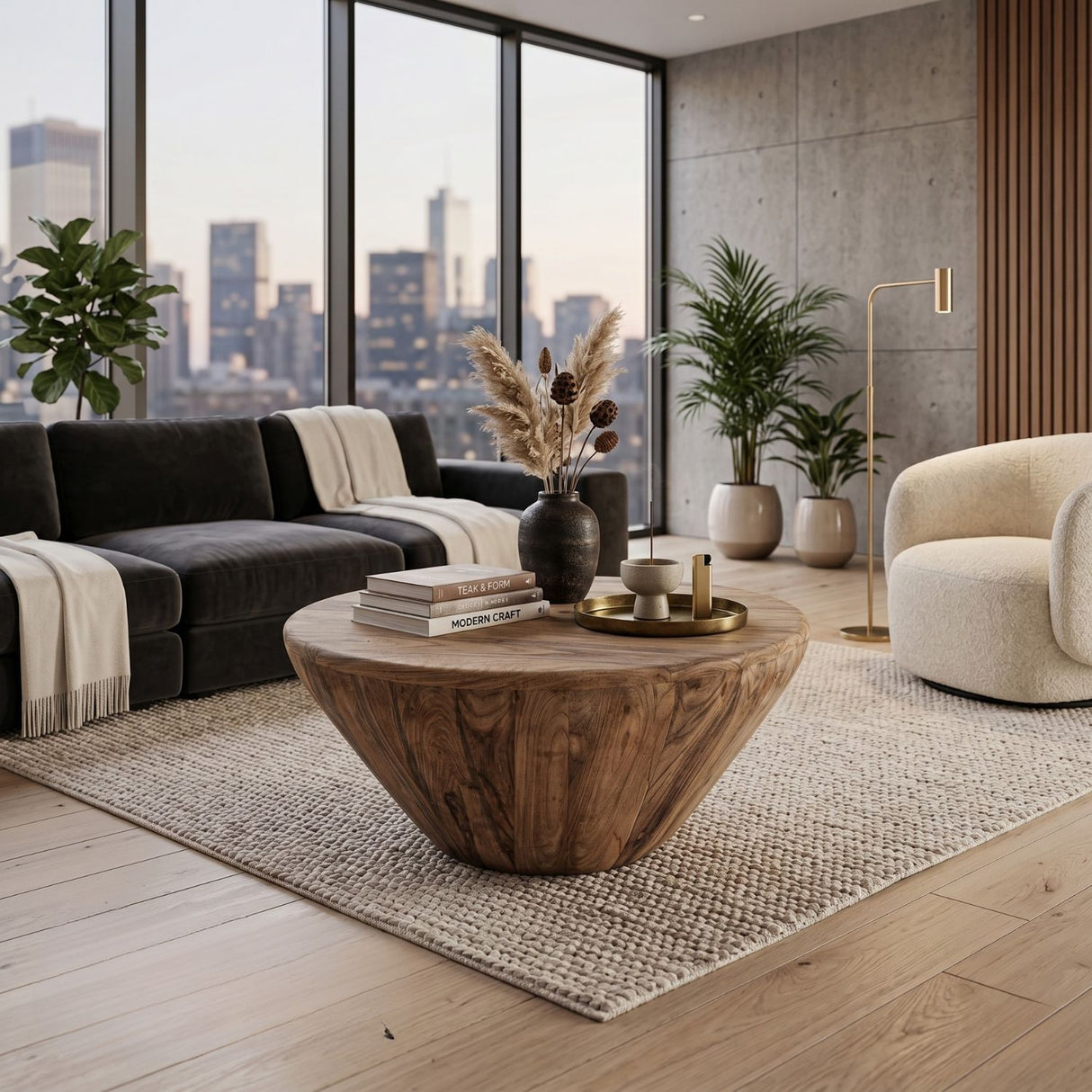 Modern furniture - Conical Teak Wood Coffee Table - www.oroa.com | Oroa.com