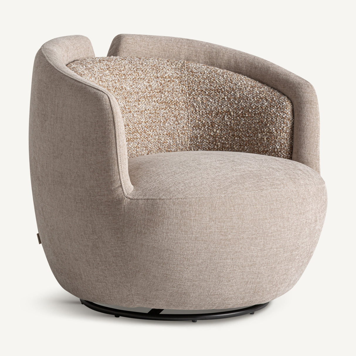 Modern European furniture - Beige Chenille Swivel Chair - www.oroa.com | Oroa.com