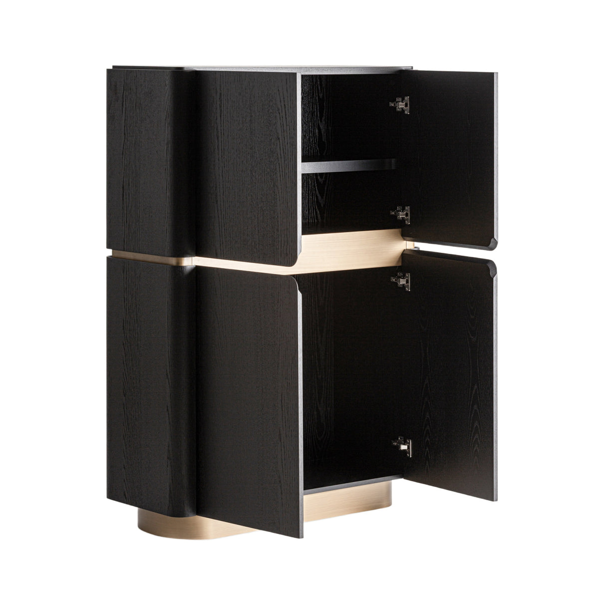 Black Wooden 4-Door Wardrobe | Oroa.com