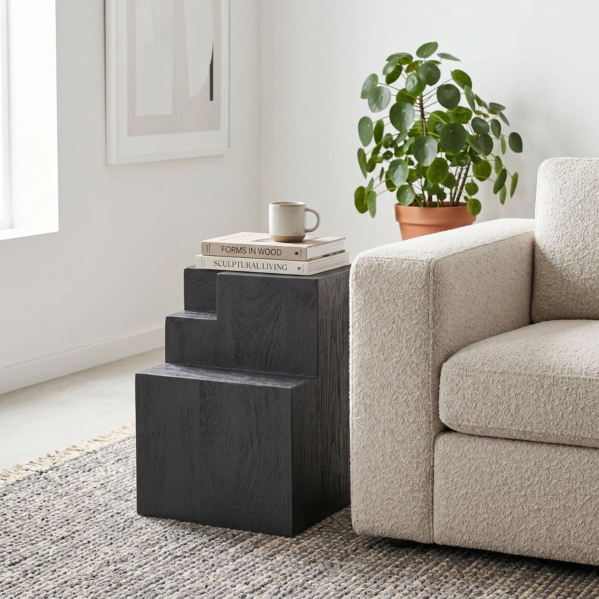 Modern furniture - Black Wooden Geometrical Side Table - www.oroa.com | Oroa.com