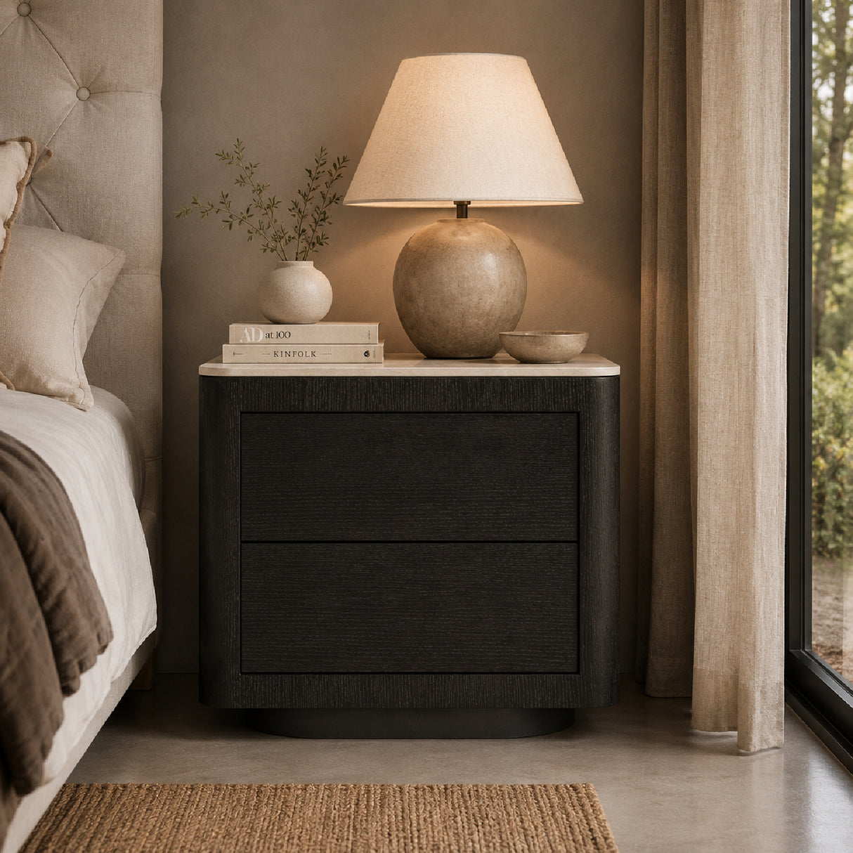 Modern European furniture - Gray Oak 2-Door Bedside Table - www.oroa.com | Oroa.com