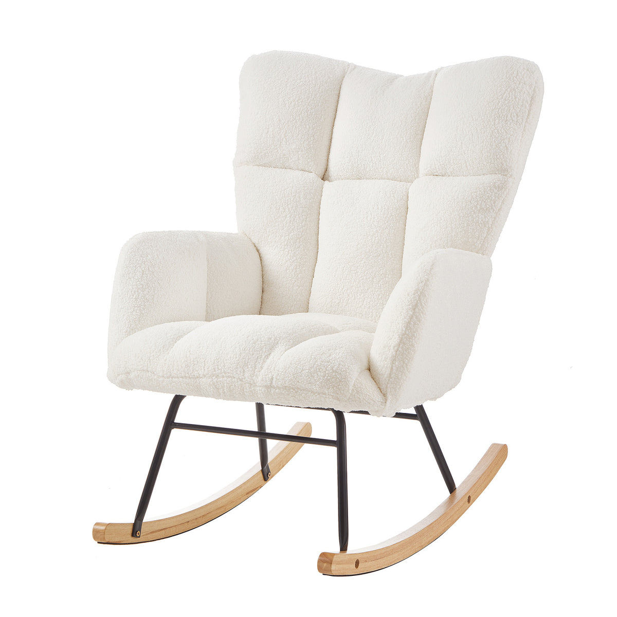 White Upholstered Rocking Chair | OROA
