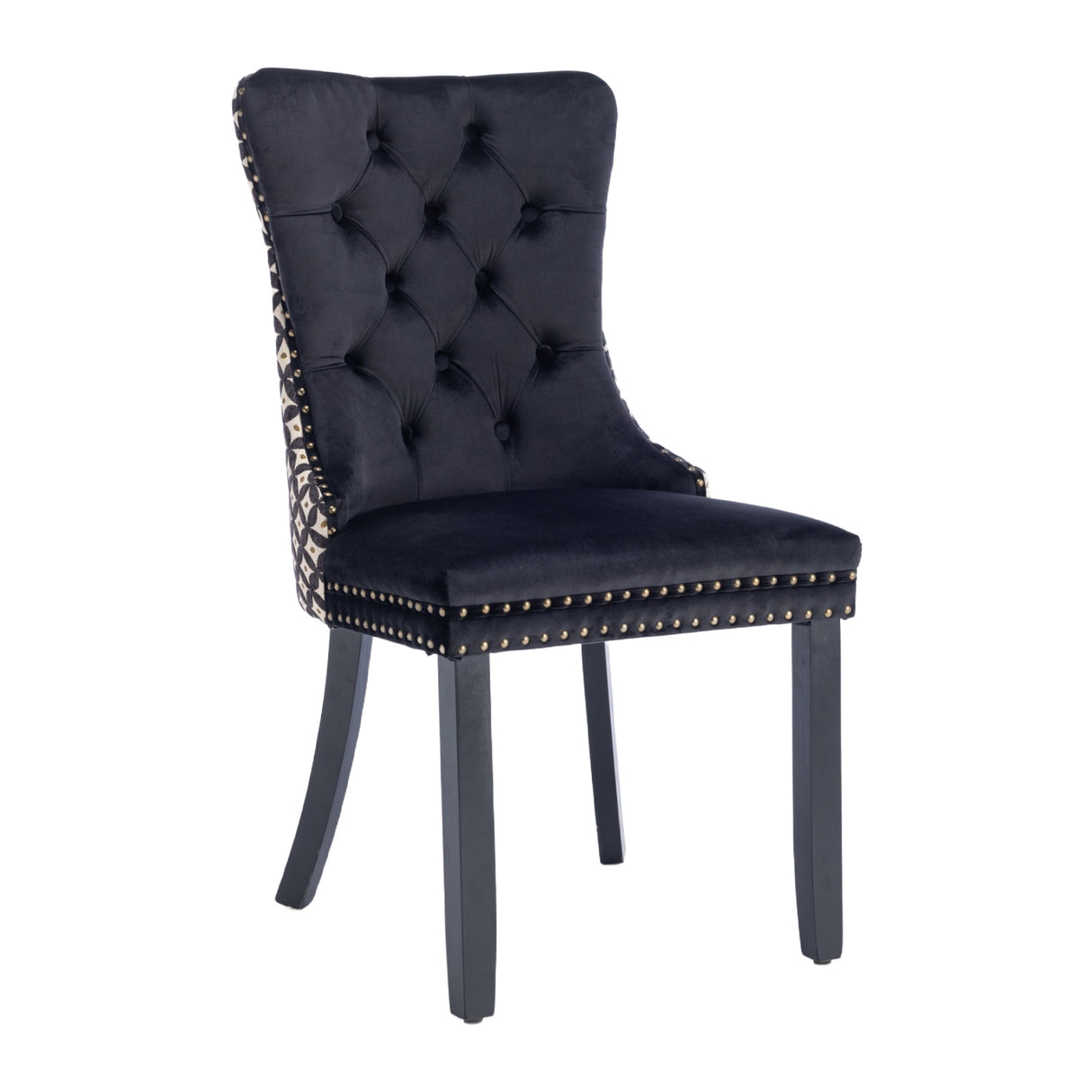 Black Velvet Tufted Dining Chair Set (2) | OROA