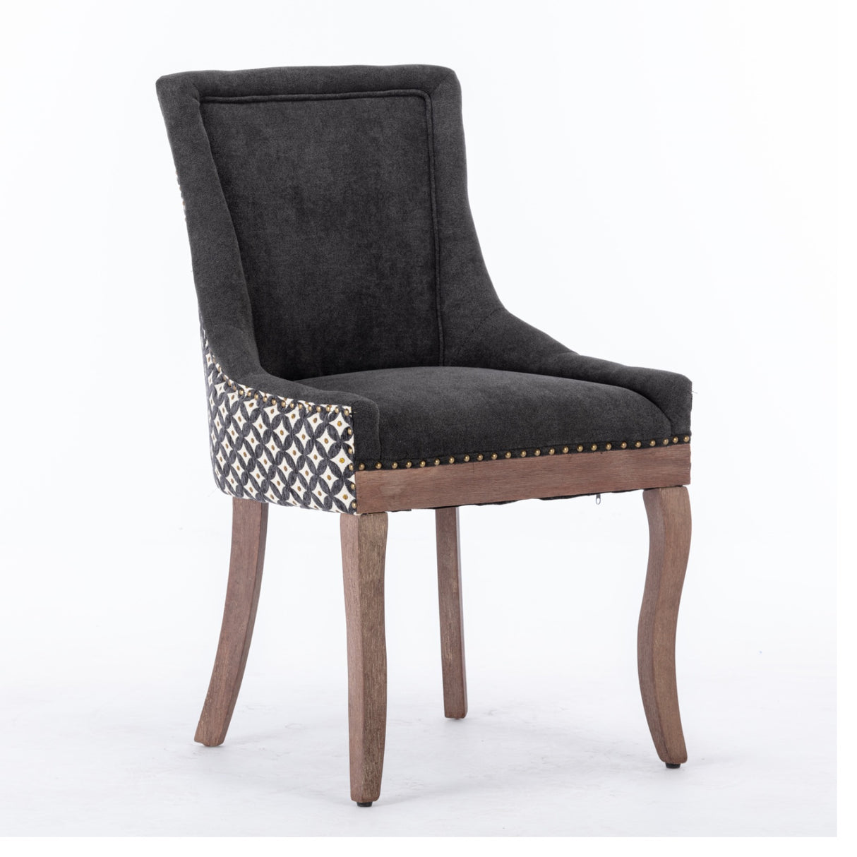 Charcoal Black Upholstered Dining Chair Set (2) | OROA