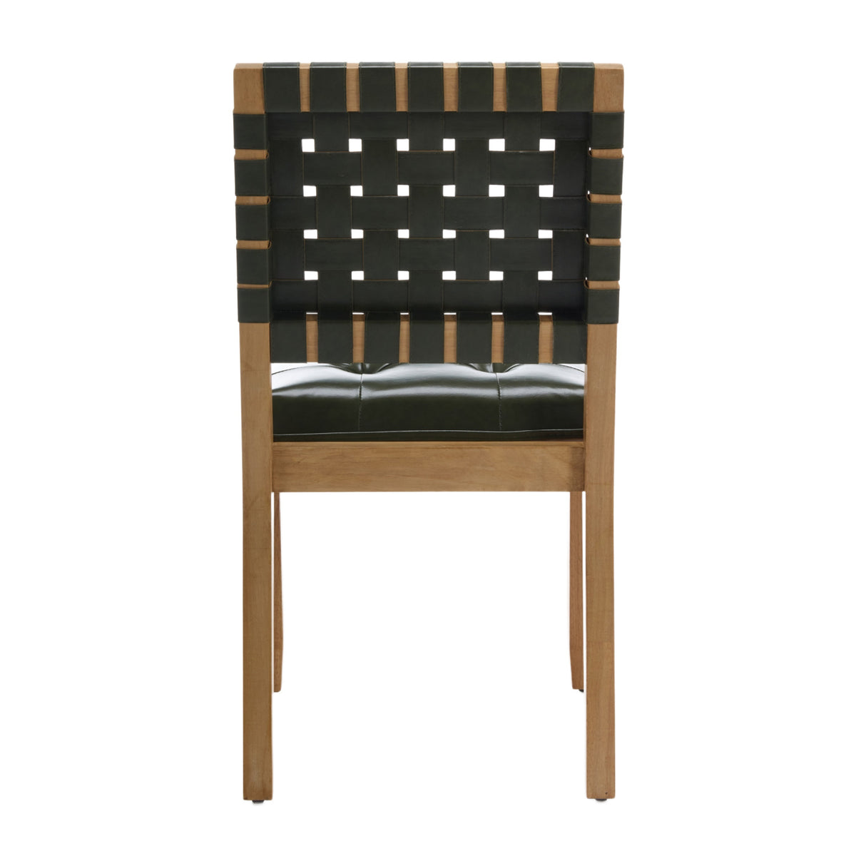 Hunter Green Woven PU Leather Dining Chairs (2) | OROA