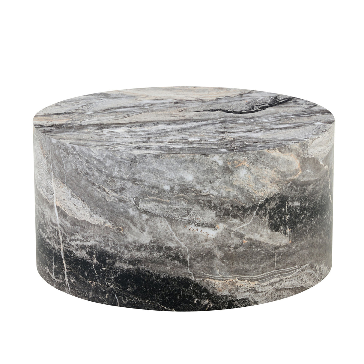 Minimalist Gray Round Marble Coffee Table | OROA